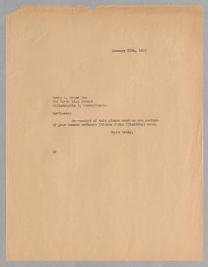 Primary view of object titled '[Letter from Daniel W. Kempner to Henry A. Dreer, January 27, 1948]'.