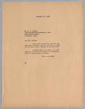 [Letter from Daniel W. Kempner to A. S. Autrey, December 27, 1948]