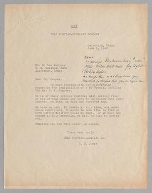 [Letter from G. W. Jones to Robert L. Kempner, June 2, 1948]