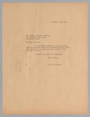 [Letter from Jeane B. Kempner to David C. Leavell, February 18, 1948]