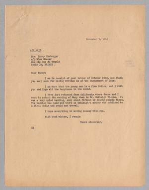 [Letter from D. W. Kempner to Fanny Hamburger, November 3, 1948]