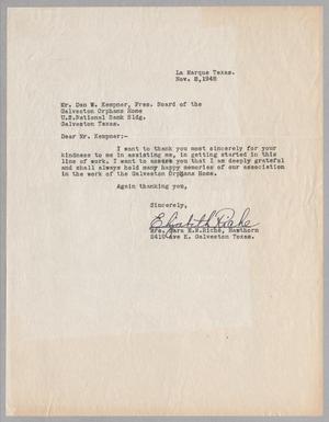 [Letter from Sara Hawthorn to Daniel W. Kempner, November 2, 1948]