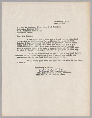 [Letter from Elizabeth M. Riche to D. W. Kempner, November 01, 1948]
