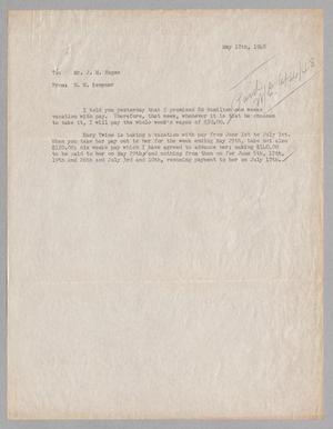 [Letter from J. M. Hogan to Daniel W. Kempner, May 12, 1948]