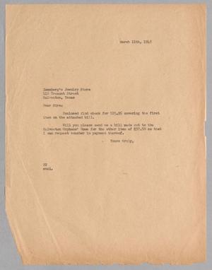 [Letter from Daniel W. Kempner to Isenberg's Jewlery Store, March 11, 1948]