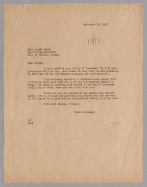 [Letter from Jeane Kempner to Angele Hamon, September 18, 1947]