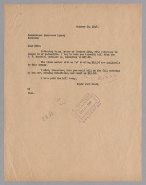 [Letter from Daniel W. Kempner to Seinsheimer Insurance Agency, October 20, 1948]