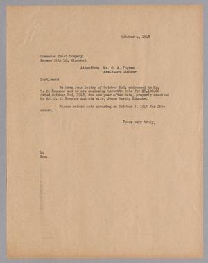 [Letter from A. H. Blackshear, Jr. to Commerce Trust Company, October 4, 1948]