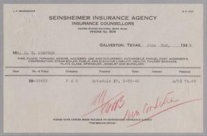 [Invoice for Insurance for Mr. D. W. Kempner by F & C, June 1948]