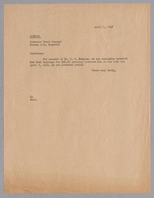 Primary view of object titled '[Memorandum from Blackshear, A. H., Jr. to the Commerce Trust Company, April 1, 1948]'.