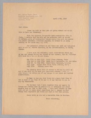 [Letter from D. W. Kempner to Alice Baker Jones, April 20, 1948]