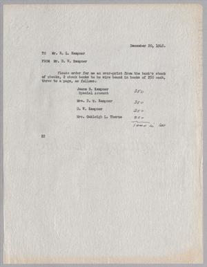 [Letter from Daniel W. Kempner to Robert Lee Kempner, December 20, 1948]