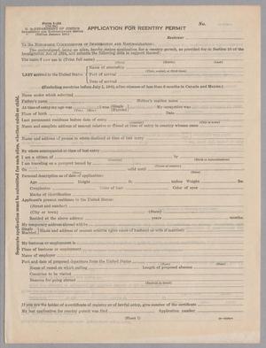 [Application for Reentry Permit, January 1941 #1]