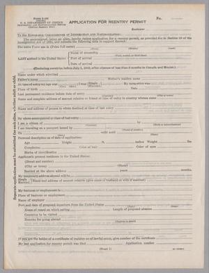 [Application for Reentry Permit, January 1941 #2]