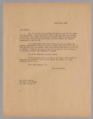 [Letter from Daniel W. Kempner to Edith Peritz, March 4, 1948]