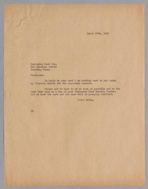[Letter from Daniel W. Kempner to Remington Rand, March 20, 1948]