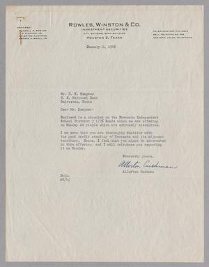 [Letter from Allerton Cushman to Daniel W. Kempner, January 2, 1948]