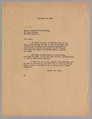 [Letter from Daniel W. Kempner to Louis Sherry Catering, November 10, 1948]