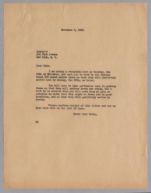 [Letter from Daniel W. Kempner to Sherry's, November 2, 1948]