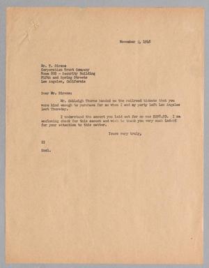 Primary view of object titled '[Letter from Daniel W. Kempner to T. Sirene, November 2, 1948]'.