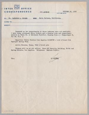 Primary view of object titled '[Letter from T. Sirene to Oakleigh L. Thorne, October 26, 1948]'.