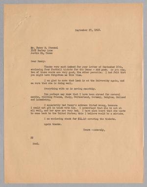 [Letter from D. W. Kempner to Henryk B. Stenzel, September 27, 1948]