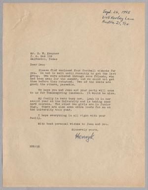 [Letter from Henryk B. Stenzel to D. W. Kempner, September 26, 1948]