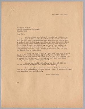 [Letter from D. W. Kempner to the Southwest Review, February 27, 1948]