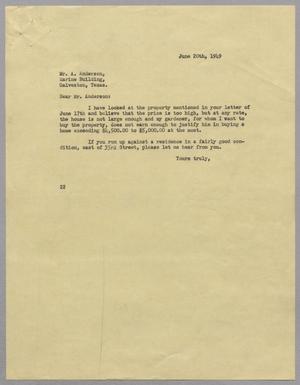 [Letter from Daniel W. Kempner to A. Anderson, June 20, 1949]