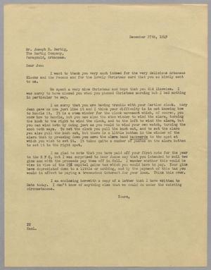 [Letter from D. W. Kempner to Joseph R. Bertig, December 27, 1949]