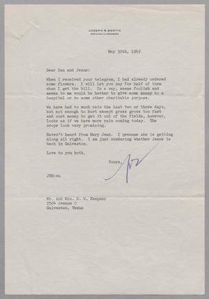 [Letter from Joseph R. Bertig to D. W. and Jeane Kempner, May 30, 1949]