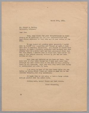 [Letter from D. W. Kempner to Joseph R. Bertig, March 29, 1949]