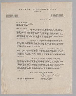 [Letter from Chauncey D. Leake to D. W. Kempner, October 12, 1948]