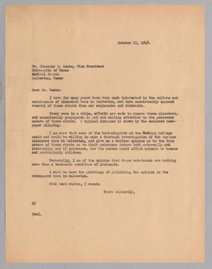 [Letter from Daniel W. Kempner to Chauncey D. Leake, October 11, 1948]