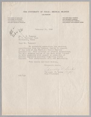 [Letter from Chauncy D. Leake to Daniel W. Kempner, February 18, 1948]