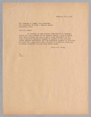 [Letter from Daniel W. Kempner to Chauncey D. Leake, February 17, 1948]