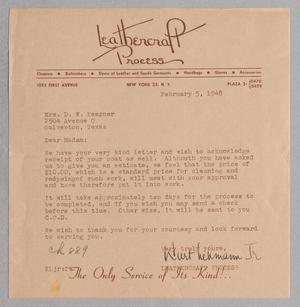 [Letter from Kurt Lehmann, Jr., to Jeane Bertig Kempner, February 5, 1948]