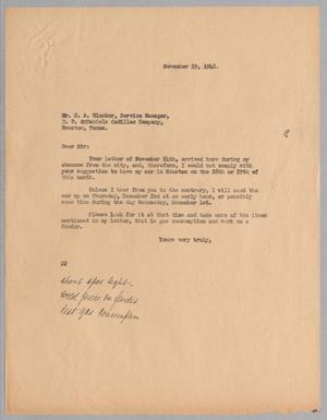 [Letter from Daniel W. Kempner to C. A. Blocker, November 29, 1948]