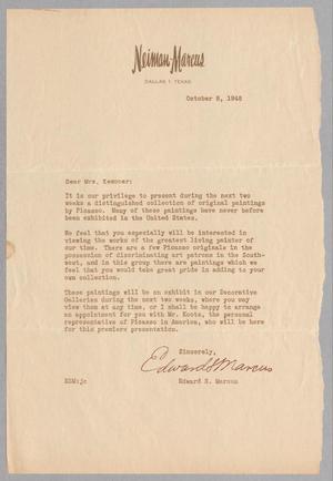 [Letter from Edward S. Marcus to Jeane Kempner, October 8, 1948]