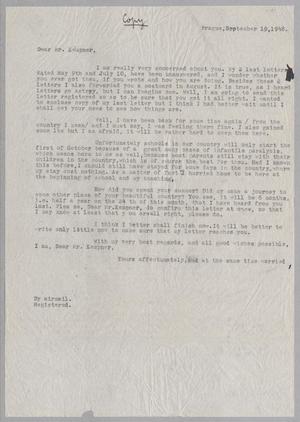 Primary view of object titled '[Letter from Ela Marie Oesterreicherrova to D. W. Kempner, September 19, 1948]'.