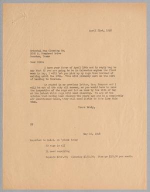 [Letter from Daniel W. Kempner to the Oriental Rug Cleaning Co., April 21, 1948]