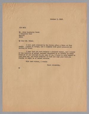 Primary view of object titled '[Letter from Daniel W. Kempner to Akbar Rajabally Patel, October 6, 1948]'.