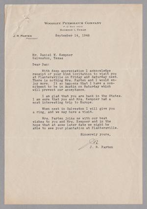 [Letter from J. R. Parten to Daniel W. Kempner, September 14, 1948]