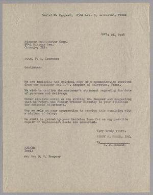 [Letter from A. J. Schmid to Pioneer Gen-E-Motor Corp., April 26, 1948]