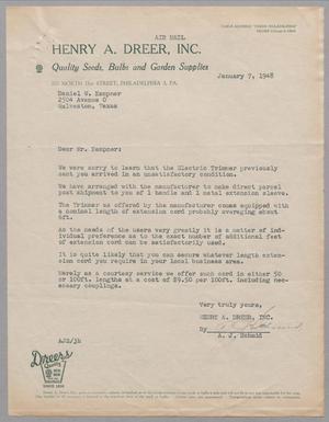 [Letter from A. J. Schmid to Daniel W. Kempner, January 7, 1948]
