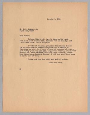 [Letter from Daniel W. Kempner to Isaac H. Kempner, Jr., November 1, 1948]