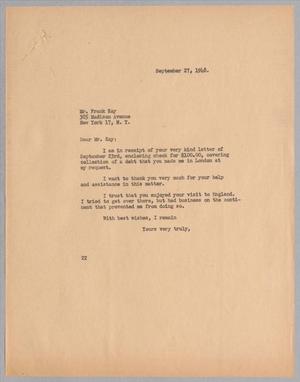 [Letter from Daniel W. Kempner to Frank Kay, September 27, 1948]