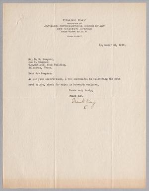 [Letter from Frank Kay to D. W. Kempner, September 23, 1948]
