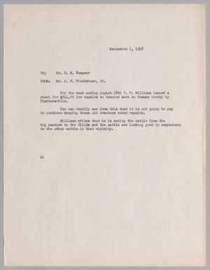 [Letter from Blackshear, A. H., Jr. to Daniel W. Kempner, September 1, 1948]
