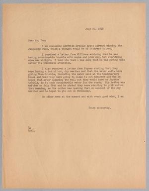 [Letter from A. H. Blackshear, Jr., to Daniel W. Kempner, July 27, 1948]